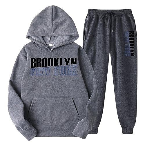 Caxndycing Jogginganzug Herren New York Jogginganzug 2-teilig Herbst Leichte Sportanzug Trainingsanzug Basic Tracksuit Unisex Jogging Anzug Set mit Hoodie und Hose Männer Lang Bequemen 2 Teile von Caxndycing