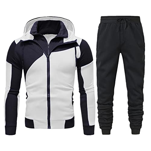 Caxndycing Jogginganzug Herren Trainingsanzüge Sportanzug Trainingjacke Kragen mit Reißverschluss für Herren Freizeitanzug Sportanzug Set Hausanzug Tracksuit Sportanzug Hausanzug von Caxndycing