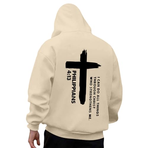 Caxndycing Kapuzenpullover Herren Mit Aufdruck Langarm Oversized Hoodie mit Kreuza Christliches Kreuz Sweatshirt mit Kapuzen Y2K Vintage Hoody Loose Fit Hoodies Sweatjacke von Caxndycing