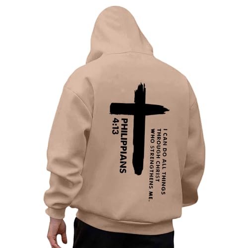 Caxndycing Kapuzenpullover Herren Mit Aufdruck Langarm Oversized Hoodie mit Kreuza Christliches Kreuz Sweatshirt mit Kapuzen Y2K Vintage Hoody Loose Fit Hoodies Sweatjacke von Caxndycing