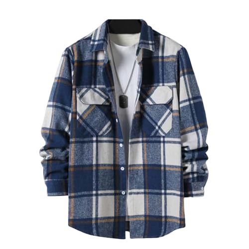 Caxndycing Kariertes Hemd Herren Slim Fit Bügelfreies Freizeithemd Bayrisches Oktoberfest Hemd Regular Fit Baumwollhemd Outdoor Freizeit Langarmhemd Karneval Shirt mit Tasche Holzfällerhemd von Caxndycing