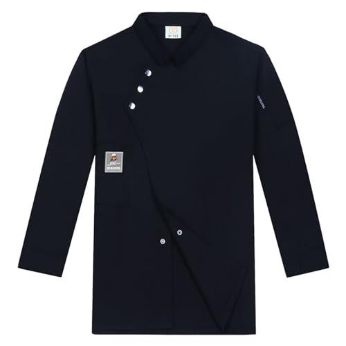 Caxndycing Kochjacke Herren Koch Jacke Bäckerjacke Langarm Kochkleidung mit Knöpfen Professional Chef Uniform Slim Fit Stretch Arbeitshemd mit Druckknöpfen von Caxndycing