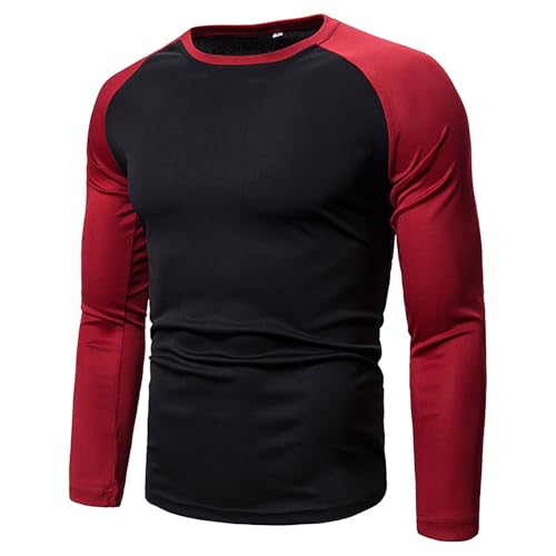 Caxndycing Langarmshirt Herren Casual Patchwork Freizeithemd Basic Rundhals Oberteile Kontrast Baseball Shirt Oversize Longsleeve T-Shirt Rundhals Ausschnitt Shirt Caxndycing Langarmshirt Herren Casual Patchwork Freizeithemd Basic Rundhals Oberteile Kontrast Baseball Shirt Oversize Longsleeve T-Shirt Rundhals Ausschnitt Shirt von Caxndycing