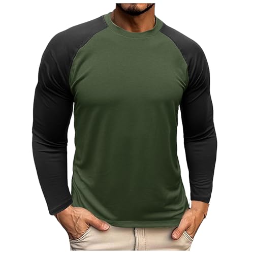 Caxndycing Langarmshirt Herren Farbblock Pullover Langarm Tshirt Rundhals Longsleeve Leichte Sweatshirt Locker Oberteile Bequem Pulli Basic Sportshirt Zweifarbig Sportshirt von Caxndycing