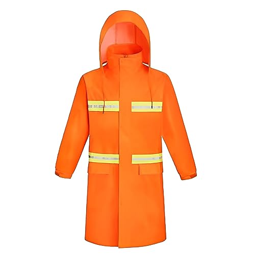 Caxndycing Lange Regenjacke Herren Wasserdichte Reflektierend Regenbekleidung Baustelle Warn Regen Mantel pvc Lang Regenmantel Warnschutz Regen Jacke von Caxndycing