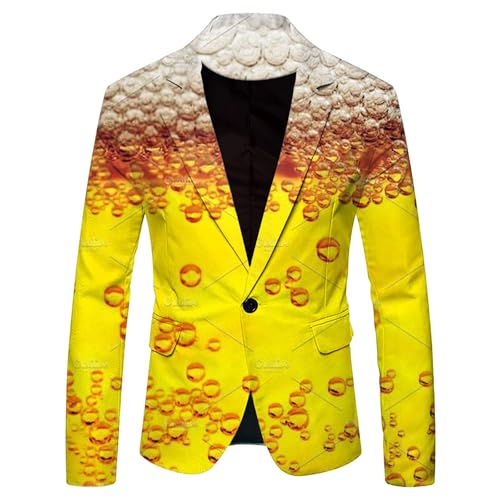 Caxndycing Lustiger Bier Sakko Herren Oktoberfest Blazer Bier Druck Trainingsjacke Karneval Trash Party Anzugjacke Bad Taste Freizeitjacke Weihnachtsjacke Weihnachtsbeleuchtung Festliches Jacke von Caxndycing