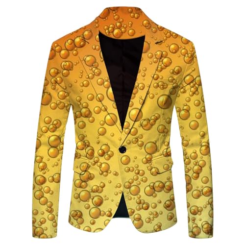 Caxndycing Lustiger Bier Sakko Herren Oktoberfest Blazer Bier Druck Trainingsjacke Karneval Trash Party Anzugjacke Bad Taste Freizeitjacke Weihnachtsjacke Weihnachtsbeleuchtung Festliches Jacke von Caxndycing