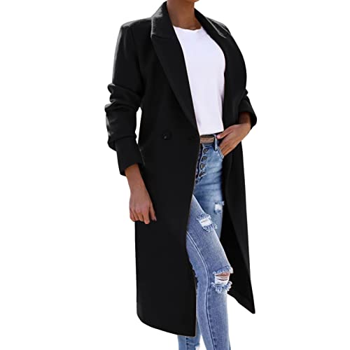 Caxndycing Mantel Damen Langen Elegant Wollmantel Elegante Mischung Mäntel schlanke weibliche Langen Mantel für Herbst und Winter Warme Jacke Trenchcoat von Caxndycing