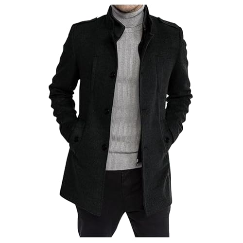 Caxndycing Mantel Herren Leichte Übergangsjacke Herren Business Casual Wintermantel Liebhaber Kurzmantel Tasten Jacke Kurz Wollmantel Lang Herbstmantel Warm Cabanjacke von Caxndycing