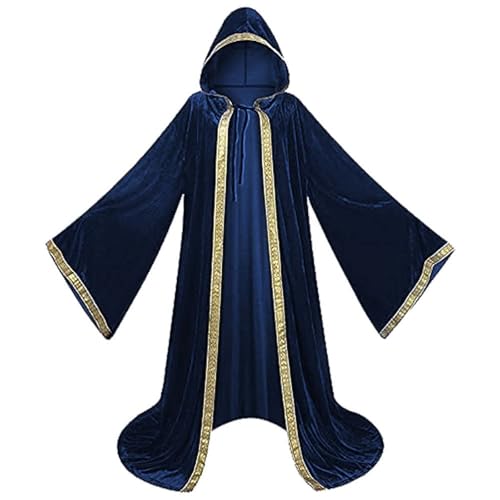 Caxndycing Mittelalter Kleidung Herren Mönch Priester Tunika Renaissance Cosplay Robe Lange Halloween Kostüm Retro Vintage Cloak Trenchcoat Erwachsene Uniform Mönchskostüm von Caxndycing