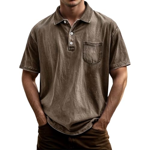 Caxndycing Polo Tshirt Herren Poloshirt Kurzarm Baumwolle Polohemd Button Down Kurzarmhemd mit Brusttaschen Sommer Knopfleiste T-Shirts Basic Tennis Golf Shirt Atmungsaktiv Sportshirt von Caxndycing