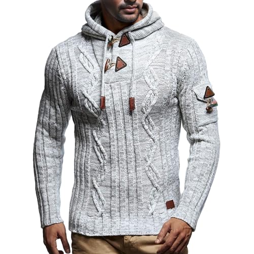 Caxndycing Pullover Herren Gefüttert Schalkragen Sweatshirt mit Kapuzen Slim Fit Hochwertiger Winterpullover im Regular Fit Schnitt Grob Strickpullover für Männer Grobstrick Stylischer Sweater von Caxndycing