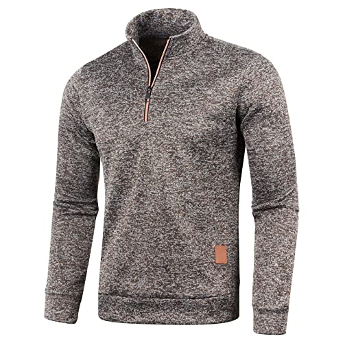Caxndycing Pullover Herren Rollkragenpullover 1/4 Zip Neck Turtleneckpullover Feinstrick Sweater Winterpullover Warm Pulli Strickpullover Langarm Leichter Arbeitspullover von Caxndycing