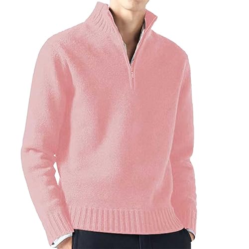 Caxndycing Pullover Herren Sweatshirt Rollkragenpullover 1/4 Zip Neck Turtleneckpullover Strickfleece Troyer Crew Neck Shirt Normal Geschnitten Sweater Atmungsaktiver Fleecepullover von Caxndycing