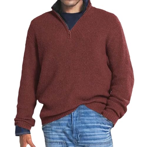 Caxndycing Pullover Herren Troyer mit Reissverschluss Arbeitspullover V Ausschnitt Stehkragen Kent Kragen 1/4 Zip Sweatshirt Regular Fit Casual Herbst Winter Warm Strickpullover Caxndycing Pullover Herren Troyer mit Reissverschluss Arbeitspullover V Ausschnitt Stehkragen Kent Kragen 1/4 Zip Sweatshirt Regular Fit Casual Herbst Winter Warm Strickpullover von Caxndycing