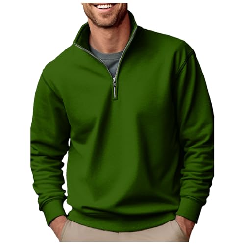 Caxndycing Pullover Herren V Ausschnitt Mit Halber Reißverschluss Sweatshirt Ohne Kapuze Langarmshirt Warme Bequeme Langarm Arbeitspullover Männer Outdoor Kleidung von Caxndycing