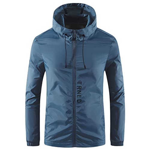 Caxndycing Regenjacke Fahrrad Herren Dünne Atmungsaktiv Regen Jacke Einfarbige Wasserdicht Regenmantel Leicht Softshelljacke Sportlich Windbreaker Casual Windjacke von Caxndycing