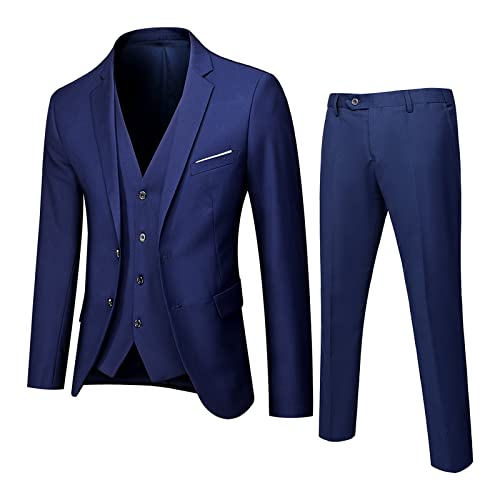 Caxndycing Sakko Business Casual Herren Anzüge Für Männer Hochzeit Anzug Mit Weste Herren Komplett Schwarz Business Suits Men Regular Fit Herrenanzug 3-Teilig Slim Fit Anzüge Modern Blazer Anzughose von Caxndycing