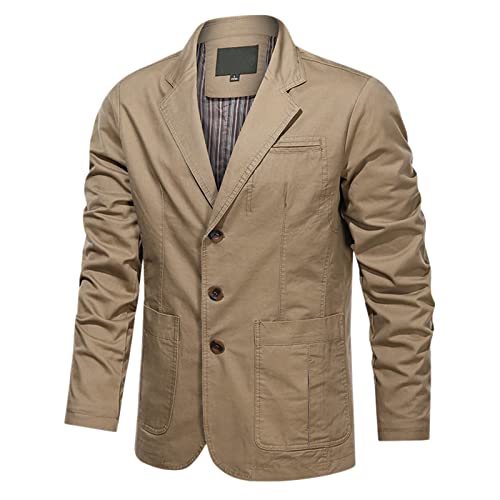 Caxndycing Sakko Herren Baumwolle Jackett Sportlich Slim Fit Freizeit Blazer Vintage Retro Anzugjacke mit Zwei Knopf Freizeit Männer Sakkos Cord Mantel Winter Warm Leichtes Outwear Revers und Tasche von Caxndycing