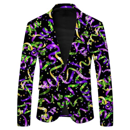 Caxndycing Sakko Herren Bunte Anzüge Jacke Regular Fit Party Herrenanzüge Regenbogen Funky Anzug Suit Farbigen Blazer Sakko Jacket Mit Knöpfen Smoking Fasching Karneval Kostüm von Caxndycing