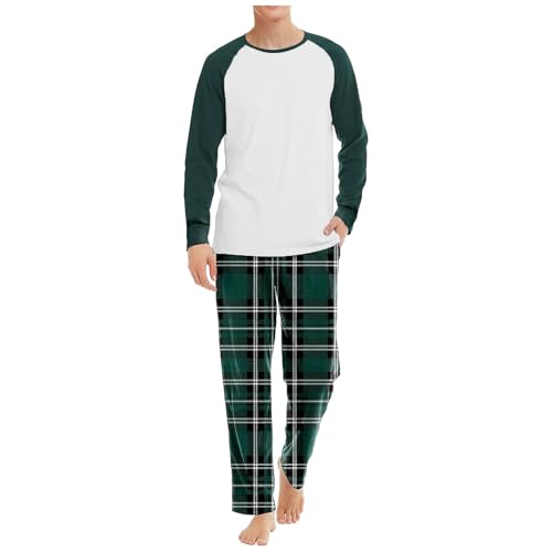 Caxndycing Schlafanzug Herren Lang aus Baumwolle Pyjama für Herbst und Winter Schlafanzüge mit Henley Ausschnitt Hausanzug Langarm Shirt Und Schlafanzughose Baumwolle Pyjamas Set von Caxndycing