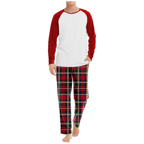 Caxndycing Schlafanzug Herren Lang aus Baumwolle Pyjama für Herbst und Winter Schlafanzüge mit Henley Ausschnitt Hausanzug Langarm Shirt Und Schlafanzughose Baumwolle Pyjamas Set von Caxndycing