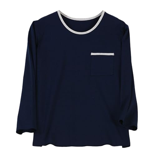 Caxndycing Schlafshirt Herren Langarm Nachthemd mit Brusttasche Shirt mit V-Ausschnitt aus Baumwolle Longsleeve Fitness T-Shirt Sweatshirt Gym Thermounterwäsche-Oberteil von Caxndycing