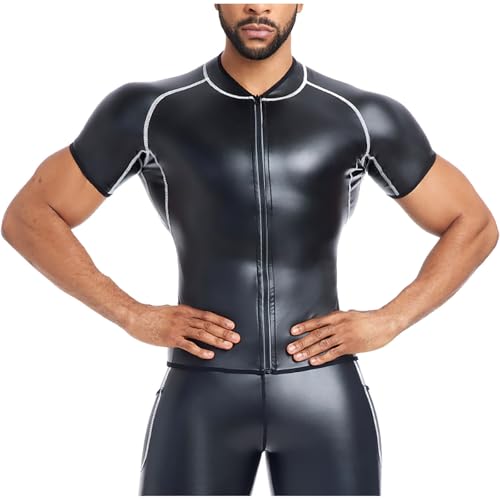 Caxndycing Shirt Herren Sexy T-Shirt Kunstleder Unterhemd Slim Fit Muskelshirts Nachtclub Party Rundhalsausschnitt Shirts Muskeltop Lack Leder Erotik Shirts Tops Caxndycing Shirt Herren Sexy T-Shirt Kunstleder Unterhemd Slim Fit Muskelshirts Nachtclub Party Rundhalsausschnitt Shirts Muskeltop Lack Leder Erotik Shirts Tops von Caxndycing