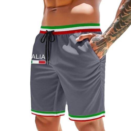 Caxndycing Shorts Herren Sommer Italien Flagge Badehose Mit Tunnelzug Atmungsaktiv Schwimmshorts Sommer Casual Strandshorts Elastisch Boardshorts Freizeitshorts von Caxndycing