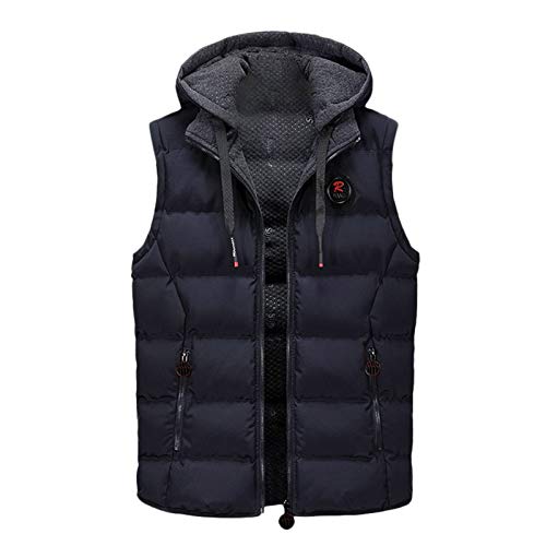 Caxndycing Steppweste Herren Warme Winterweste Reißverschluss Kapuze Daunenweste Outdoor Puffer Weste Einfarbig Herrenweste mit Taschen Klassische Outdoorweste Bequeme Übergangsweste von Caxndycing