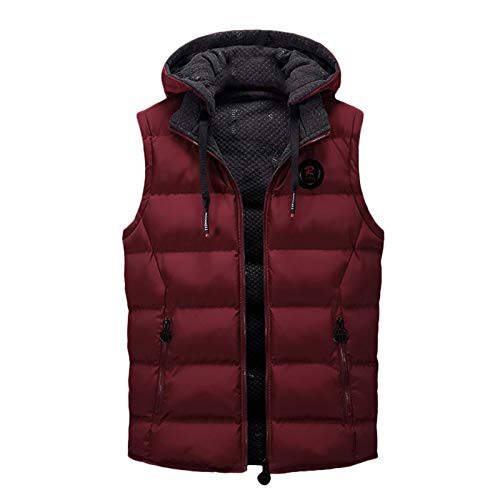 Caxndycing Steppweste Herren Warme Winterweste Reißverschluss Kapuze Daunenweste Outdoor Puffer Weste Einfarbig Herrenweste mit Taschen Klassische Outdoorweste Bequeme Übergangsweste von Caxndycing