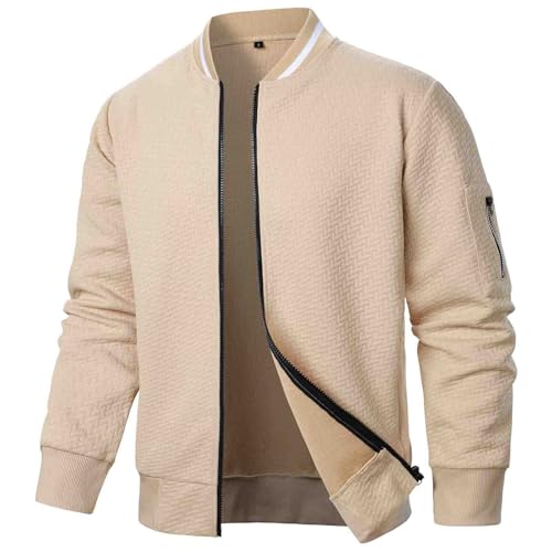 Caxndycing Strickjacke Herren Langärmlige Strickjacken für Men mit Reißverschlüsse Offenes Revers Vorne Stretch Strick Cadigan Leichte Übergangsjacke Lässig Weich Slim Fit Oberbekleidung von Caxndycing