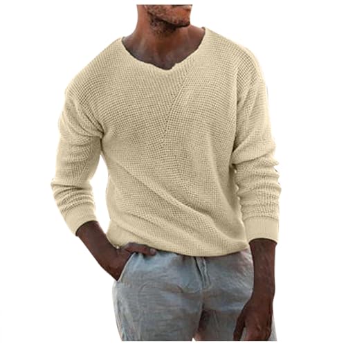 Caxndycing Strickpullover Herren Grobstrick Ribbed Männer Pullover Basic Knitted Sweatshirt Freizeit Business Loose Sweater Winter Modern Männer Langarmshirts Rundhals Gestrickter Troyer von Caxndycing