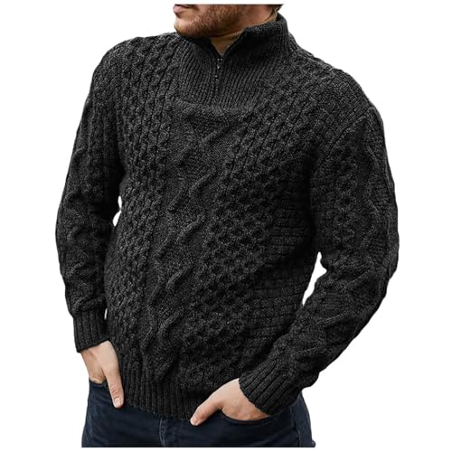 Caxndycing Strickpullover für Herren Zopfmuste Langärmelig Gerippt Hoher Kragen Winterpullover Dicke Strickware Männer Pullover Atmungsaktiver Fleecepullover Caxndycing Strickpullover für Herren Zopfmuste Langärmelig Gerippt Hoher Kragen Winterpullover Dicke Strickware Männer Pullover Atmungsaktiver Fleecepullover von Caxndycing