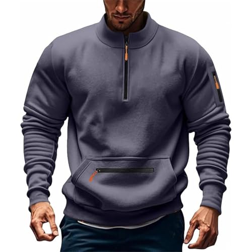 Caxndycing Sweatshirt Herren Half Zip Pullover Baumwolle Langarmshirt Stehkragen Sportshirt 1/4 Zip Arbeitspullover Trainingsjacke mit Reißverschluss Multifunktionelle Strickpullover Caxndycing Sweatshirt Herren Half Zip Pullover Baumwolle Langarmshirt Stehkragen Sportshirt 1/4 Zip Arbeitspullover Trainingsjacke mit Reißverschluss Multifunktionelle Strickpullover von Caxndycing