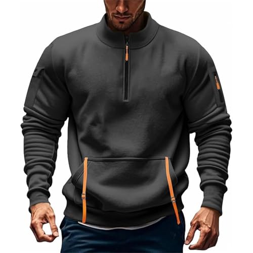 Caxndycing Sweatshirt Herren Half Zip Pullover Baumwolle Langarmshirt Stehkragen Sportshirt 1/4 Zip Arbeitspullover Trainingsjacke mit Reißverschluss Multifunktionelle Strickpullover Caxndycing Sweatshirt Herren Half Zip Pullover Baumwolle Langarmshirt Stehkragen Sportshirt 1/4 Zip Arbeitspullover Trainingsjacke mit Reißverschluss Multifunktionelle Strickpullover von Caxndycing