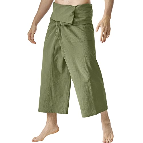 Caxndycing Thai Fisherman Hose Herren Classic 100% Baumwolle für Herren & Damen angenehm weich & sehr komfortabel clevere Wickel Technik passt um Jede Hüfte Unisex Fischerhose von Caxndycing