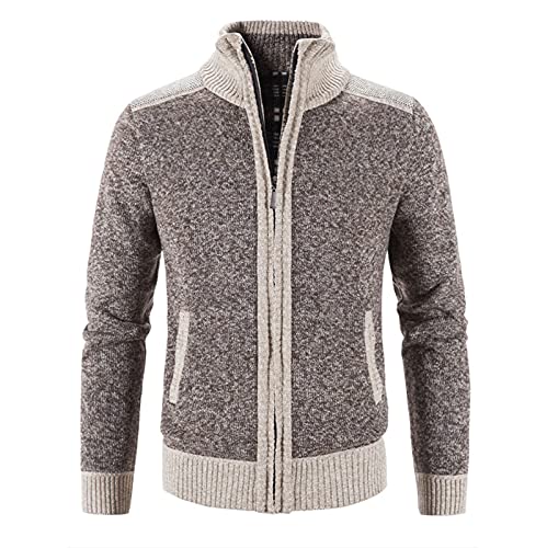 Caxndycing Trachtenjanker Für Herren Lang Langarm Sportlich Strickjacke Modern Leicht Herbst Cardigan Wintermantel mit Reißverschluss Männer Casual Zipper Feinstrick Basic Sport Oversize Cardigan von Caxndycing