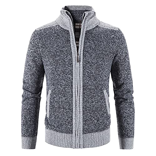 Caxndycing Trachtenjanker Für Herren Lang Langarm Sportlich Strickjacke Modern Leicht Herbst Cardigan Wintermantel mit Reißverschluss Männer Casual Zipper Feinstrick Basic Sport Oversize Cardigan von Caxndycing