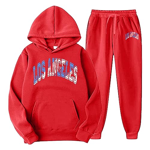 Caxndycing Trainingsanzug Jogginganzug Herren Los Angeles Druck Sportanzug Tracksuit Atmungsaktiv und Komfortabel 2-teilig Herbst Leichte Sportanzug Trainingsanzug von Caxndycing