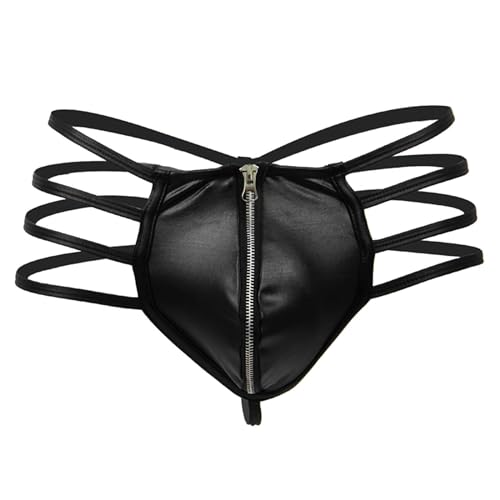 Caxndycing Unterwäsche Herren String Große Pouch Thongs Low Waist Atmungsaktive G-String Unterwäsche mit Reißverschluss Tanga Sexy Bulge Unterhose für Männer T-Back von Caxndycing