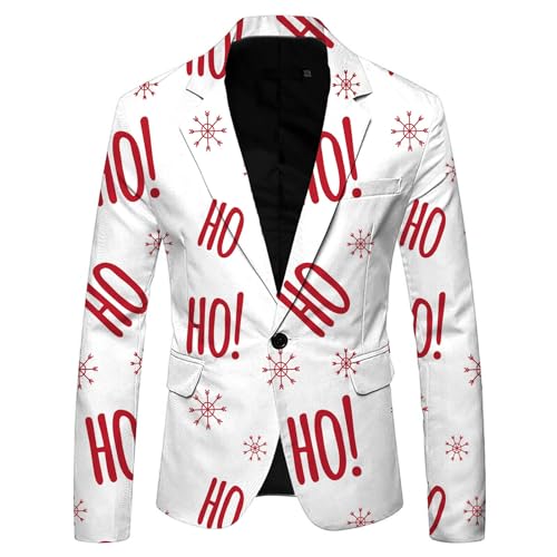 Caxndycing Weihnachten Sakko Herren Anzugjacke Christmas Lustig Drucke 3D Anzug Weihnachtsjacke Für Herren im Verschiedene Drucke Revers Sakko Blazer Jacke von Caxndycing