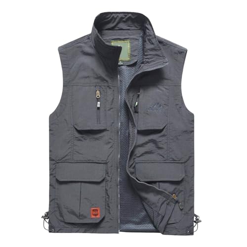 Caxndycing Weste Herren Outdoor Anglerweste Atmungsaktiv Arbeitsweste Herren mit Vielen Taschen Cargo Freizeitweste Ärmelloses Schnelltrocknend Multifunktionsweste für Jagd Fotografie von Caxndycing