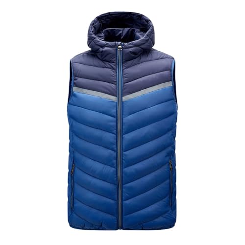 Caxndycing Weste Herren Outdoor Steppweste mit Kapuzen und Stehkragen Leichte Ärmellos Weste Outdoor Westen mit Taschen Wärme Freizeit Outdoor Slim Fit Tank Tops von Caxndycing