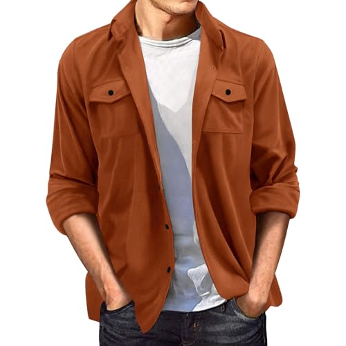 Caxndycing Wildleder Blouson Jacke Herren Maddoc Lederjacke aus Ziegenleder in Wildleder-Optik Echtleder Jacke Motorradjacke Casual Varsity Vintage Leichte Bomberjacken Knopfleiste Sweatjacke von Caxndycing