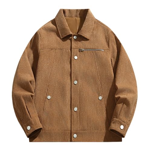 Caxndycing Winterjacke Herren Corduroy Bomberjacke Winddichte Freizeitjacke Cord Langarm Freizeithemd Männer Jacke Regular Fit Button Up Hemdjacke Tactical Softshell Jacke von Caxndycing