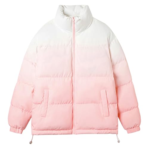 Caxndycing Winterjacke Herren Farbverlauf Daunenjacken Leichte Steppjacke Lässiges Stilvoll Kapuzenjacke Outdoor Softshelljacke Puffer Jacket mit Reißverschluss Warme Wintermantel von Caxndycing