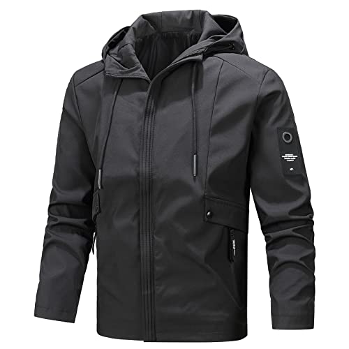 Caxndycing Winterjacke Herren Gefütterte Jacke mit Kapuze Männer Reißverschluss Pufferjacke Windbreaker mit Taschen Winddicht Wasserdichte Regenjacke Outdoor Wanderjacke Funktionsjacke von Caxndycing