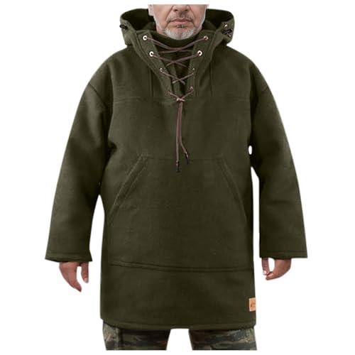 Caxndycing Winterjacke Herren Schwerer Wollmantel Pullover Outdoor-Jacke Men's Wool Heavy Coat Winter Freizeitjacke Schnürung Hoodie Gefütterte Winterpullover Sweatshirts von Caxndycing