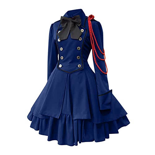 Damen Kleider Punk Lolita Steampunk Gothic Kostüm Kleider Schleifenkleid Renaissance Einschulungskleid Cosplay Party Dress Lolita Kleid Rock Sommerkleider Lolita Süßes Kleid von Caxndycing